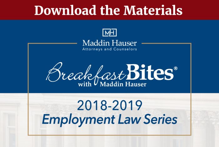 2018-2019 BREAKFAST BITES: Employment Law Series Materials