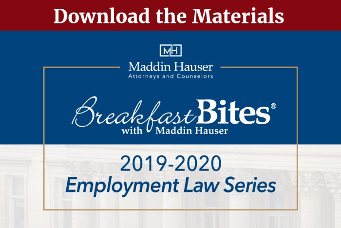2019-2020 BREAKFAST BITES: Employment Law Series Materials